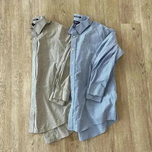 Mens Bundle of 2 The Outfitters by Lands' End Button Up Shirts - 17.5 x 35